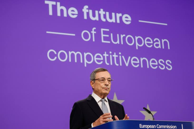 Mario Draghi, former president of the European Central Bank, has laid out a strategic framework to bolster Europe’s economic standing. Image: Simon Wohlfahrt/Bloomberg